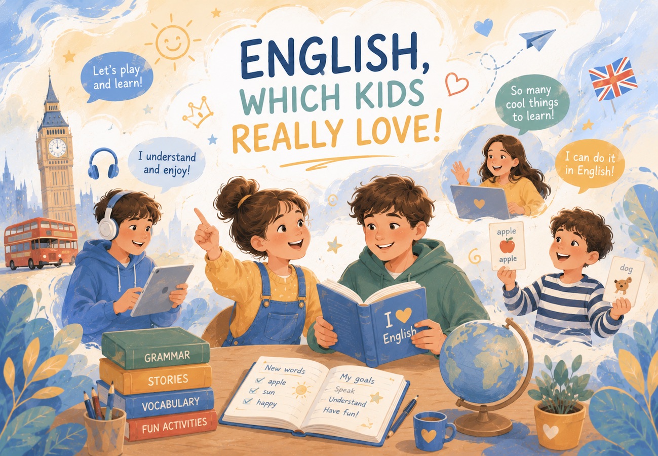 Ученик с книгами для занятий английским